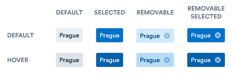 A visual comparison of tag states with and without hover/focus.